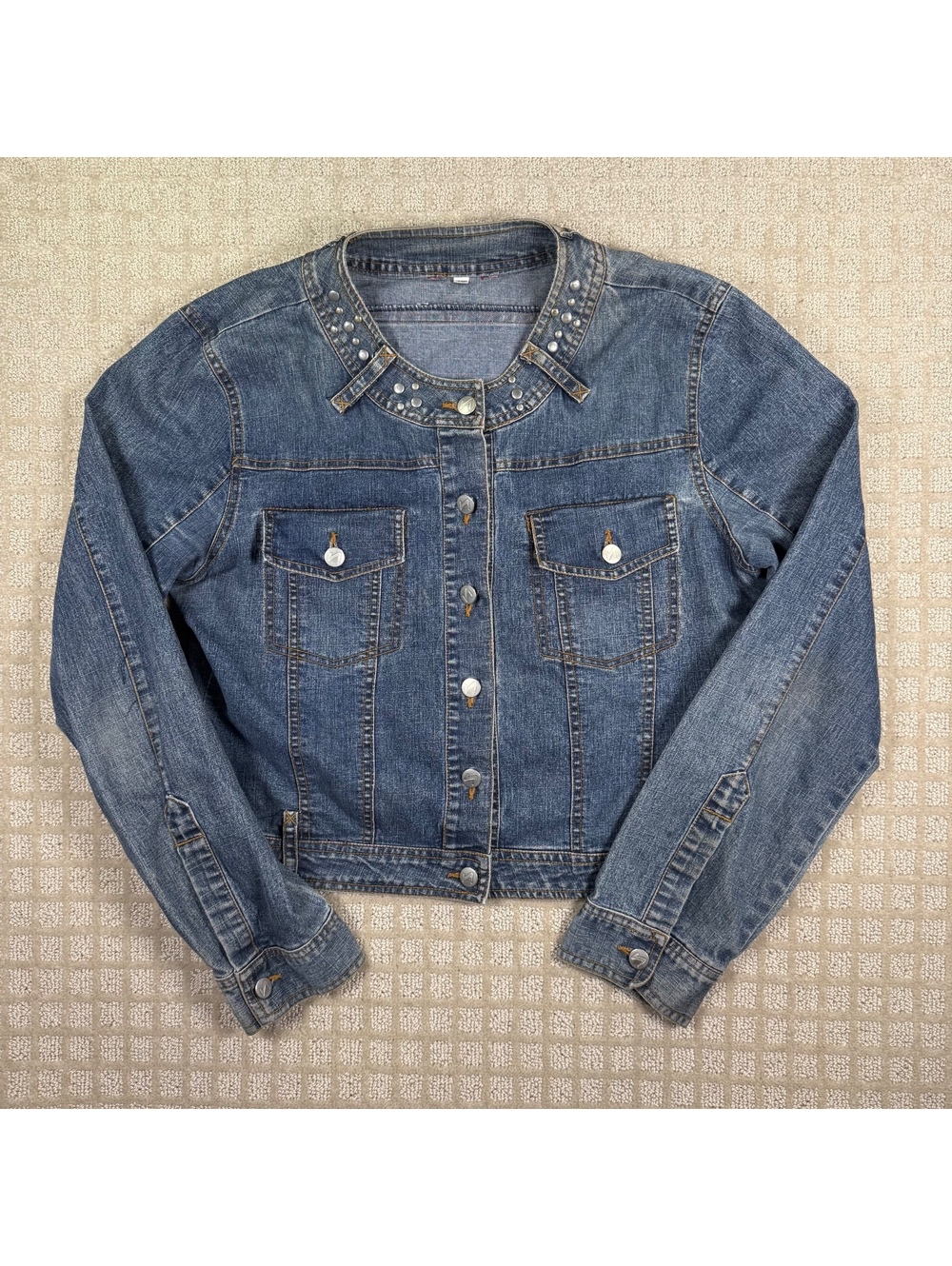 Studded collar denim jacket blue L